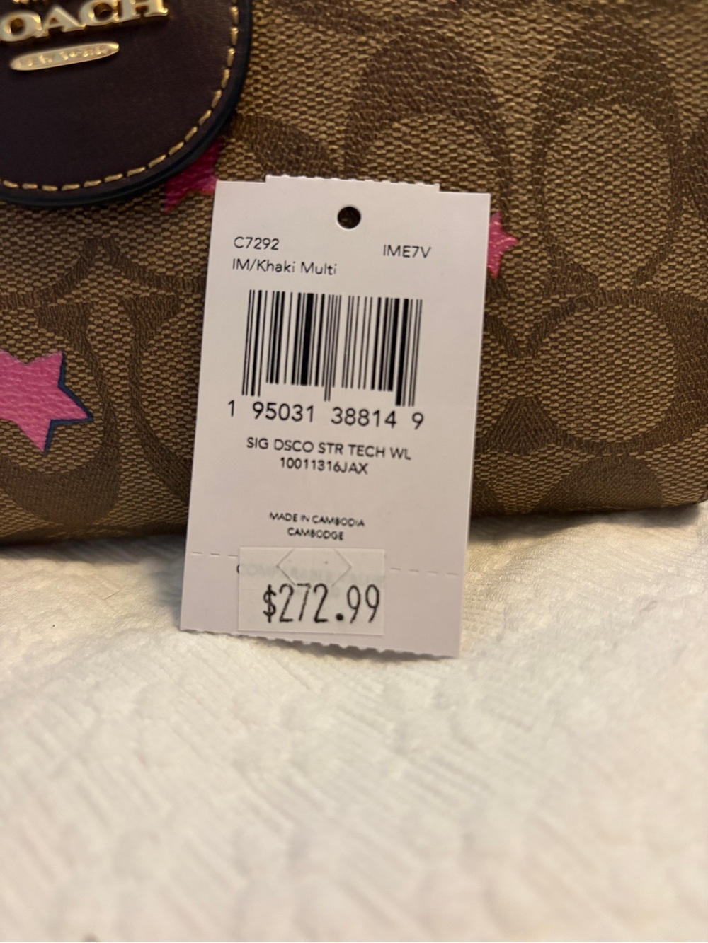 Coach Khaki Signature Disco Star Wristlet - Picture 7 of 7